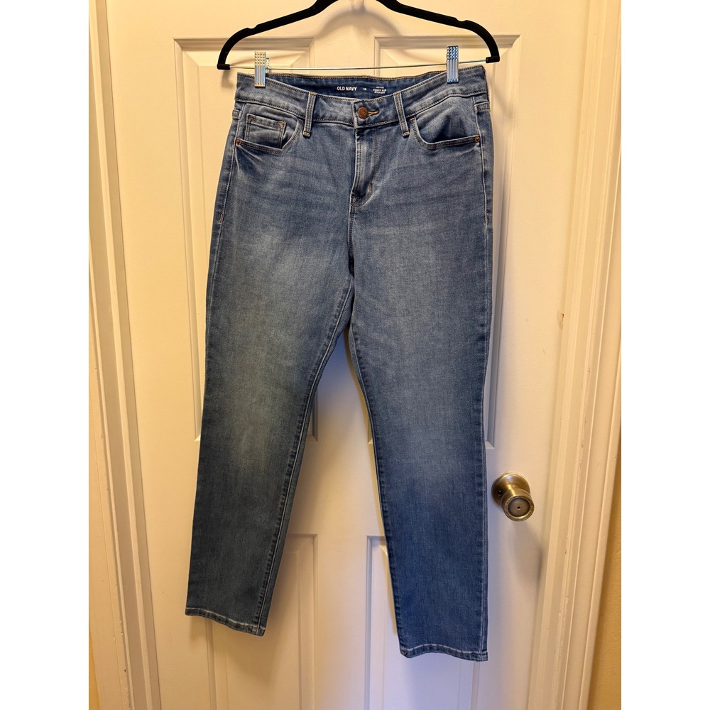 Old Navy Womens Mid-Rise Power Slim Straight Jeans Blue Size 10